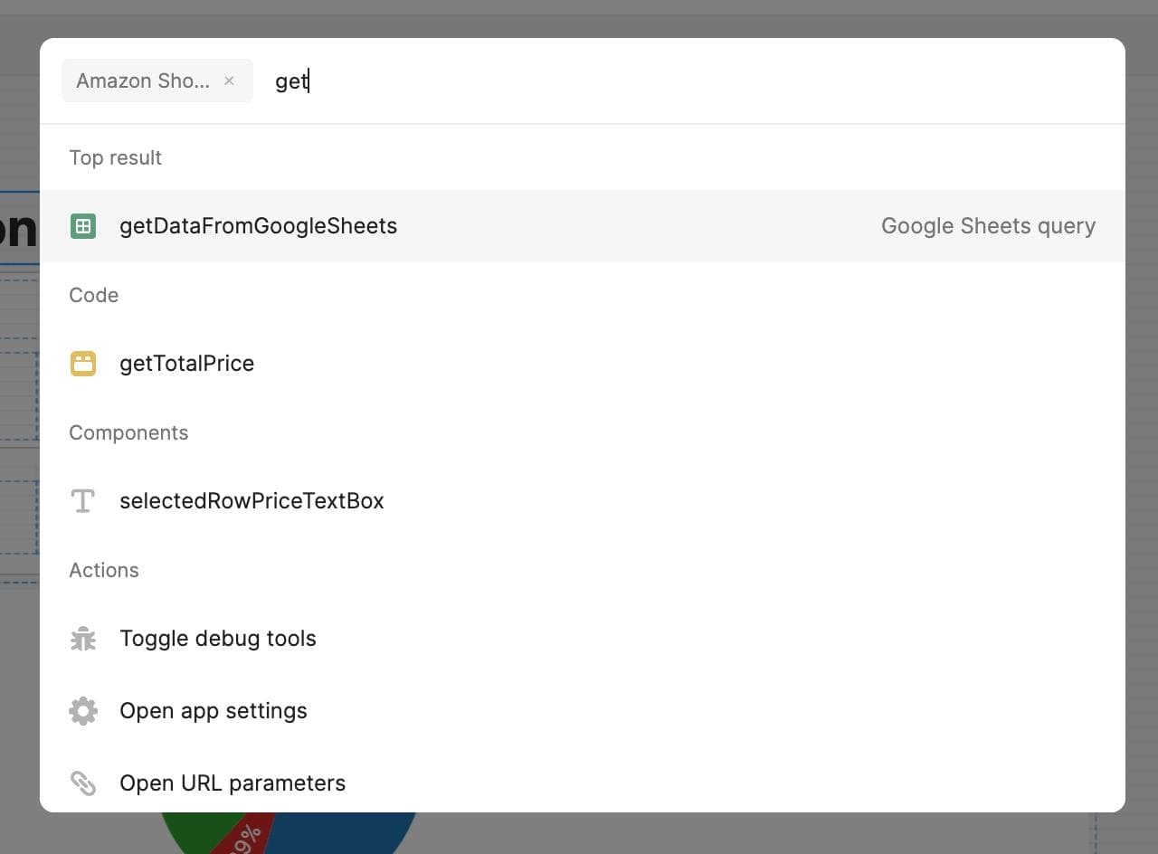 Search for queries from the command palette